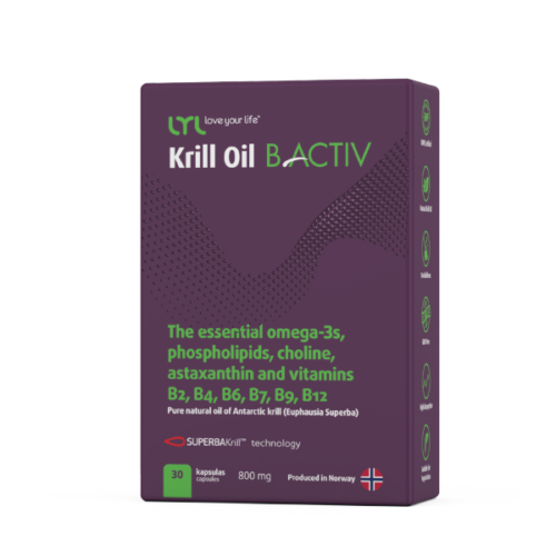 LYL Krill Oil Omega3 Šaltinis su B Grupės Vitaminais