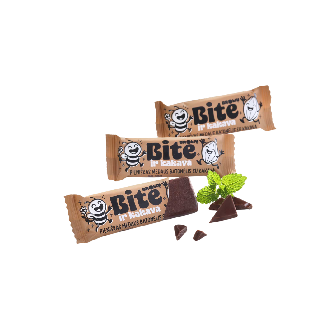 Pieniškas medaus batonėlis „Brolių bitė ir kakava“, 35 g