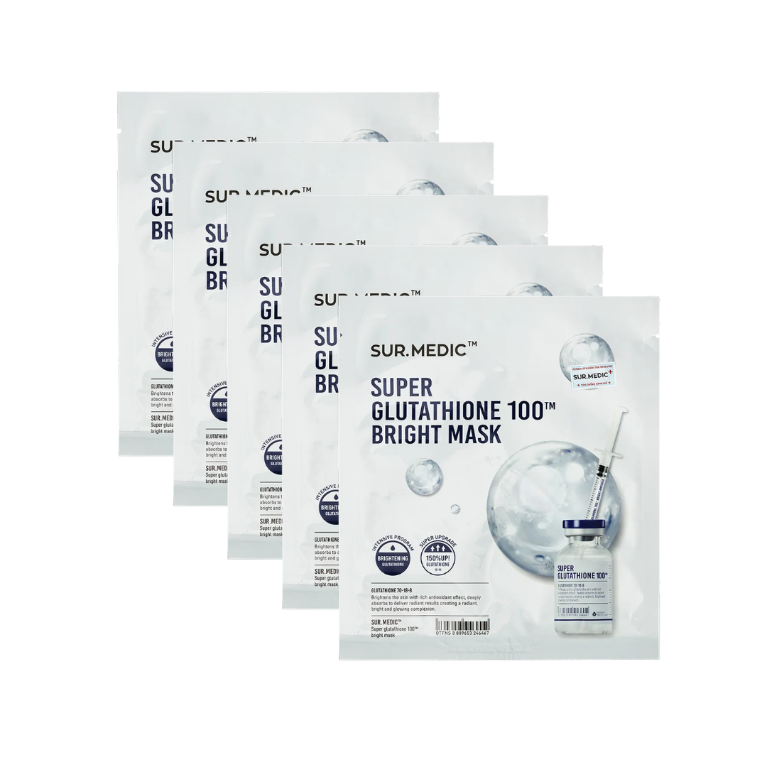 Skaistinamųjų glutationo veido kaukių rinkinys, 5 vnt
